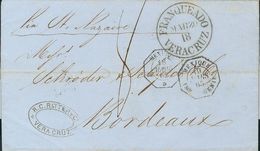 Mexico, French Post Office. COVER. 1865. VERACRUZ To BORDEAUX (FRANCE). Postmark FRANQUEADO / VERACRUZ, Octagonal Datest - Mexico