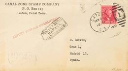 Panama Canal Zone. COVERYv 78. 1931. 2 Ctvos Carmine. GATUN To MADRID. Duplex Postmark GATUN / C.Z. / 1 And On The Front - Autres & Non Classés