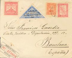 Paraguay. SOBREYv 338, 306, 312, 332. 1933. 50 Ctvos Sobre 4 Pesos Ultramar Y Diversos Valores. Certificado De ASUNCION  - Paraguay