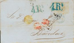 Peru, Bristish Post Office. COVER. 1868. CALLAO To BARCELONA. Addressed With Stamp In Origin, This Had To Be Detached Du - Perù
