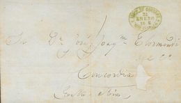 Uruguay. COVERYv . (1864ca). Three Letters And A Front With Oval Datestamp ADMON DE CORREOS / MONTEVIDEO, In Black (lett - Uruguay