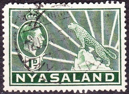 NYASALAND 1942 KGVI 1d Green SG131b FU - Nyassaland (1907-1953)