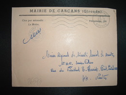 LETTRE MAIRIE OBL.MEC.22-3 1966 CARCANS GIRONDE (33) - Sonstige & Ohne Zuordnung