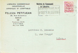 CP Publicitaire NAMUR 1952- Félicien PETITJEAN - Librairie Commerciale, Industrielle, Juridique Et Comptable - Jemeppe-sur-Sambre