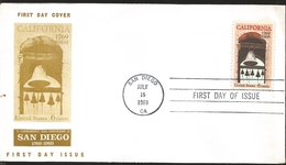 J) 1969 UNITED STATES, 200TH ANNIVERSARY OF SAN DIEGO CALIFORNIA, BELL, FDC - Sonstige & Ohne Zuordnung