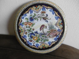 Très Rare DESSOUS De PLAT Ancien NEVERS Le Héron Et La Grenouille Signé MAREST Circa 1900 TBEtat - Nevers (FRA)