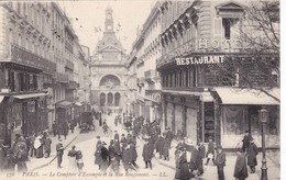PARIS.. CPA. LE COMPTOIR D'ESCOMPTE ET LA RUE ROUGEMONT. ANIMATION .ANNEE 1905 + TEXTE - Distrito: 09