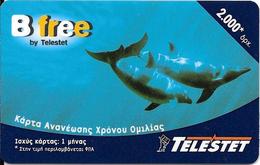 -CARTE-PREPAYEE-GREC-2000U-B FREE /TELESTET- DAUPHINS-Plastic Epais Glacé TBE- - Delfini