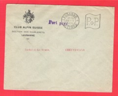 LAUSANNE  Lettre Du Club Alpin Suisse Section Des Diablerets En Port Payé PP 1931 - Postmark Collection