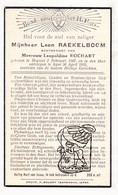 DP Dichter Oorlogspoëzie WO I - Leon Raekelboom ° Brussel 1867 † Ieper 1935 X Leopoldine Rochart - Devotieprenten