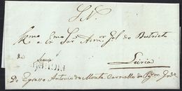 1840. FIGUEIRO TO LEIRIA. POSTMARK "FIGUEIRO" IN BLACK INK "SEGURA" IN MANUSCRIPT. VERY FINE AND RARE COMPLETE ENVELOPE. - Covers & Documents