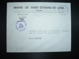 LETTRE MAIRIE SAINT ETIENNE DE LISSE OBL.MEC.22-8 1968 33 CASTILLON LA BATAILLE GIRONDE - Other & Unclassified