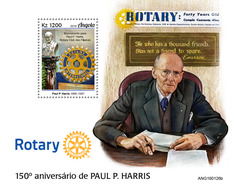 Angola.  2019 150th Anniversary Of Paul P. Harris. (0126b)  OFFICIAL ISSUE - Rotary, Lions Club