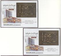 SHARJAH Boxing 3 Rl. Complete Set Of 4 Gold Blocs With Imperforated Stamp Overprint Winners Boxing Mint Without Hinge - Summer 1968: Mexico City