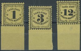 BADEN LP 1-3x **, 1862, 1 - 12 Kr., Postfrischer Prachtsatz Mit Breitem Unterrand - Sonstige & Ohne Zuordnung