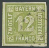 BAYERN 12 O, 1862, 12 Kr. Dunkelgelbgrün, Pracht, Gepr. Sem, Mi. 100.- - Autres & Non Classés