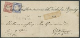 BAYERN 39b,40c BRIEF, 1877, 10 Pf. Rosa Und 20 Pf. Ultramarin Auf Einschreibbrief Aus REGENSBURG Mit R-Zettel, Pracht - Sonstige & Ohne Zuordnung