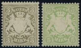 BAYERN 69/70x **, 1900, 3 Und 5 M, Mattorangeweißes Papier, Wz. 3, Postfrisch Pracht, Mi. 120.- - Autres & Non Classés