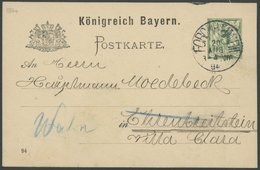 BAYERN P 38 BRIEF, 1894, 5 Pf. Ganzsachenkarte Mit K1 FORCHHEIM An Den Luftfahrtpionier Hauptmann, Pracht - Autres & Non Classés