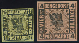 BERGEDORF 3,5 **, 1861, 11/2 S. Schwarz Auf Hellgelboliv Und 4 S. Schwarz Auf Mattbraunorange, 2 Postfrische Prachtwerte - Bergedorf