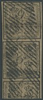 BRAUNSCHWEIG 9a O, 1857, 10/4 Gr. Schwarz Auf Graubraun, Senkrechter Block Mit Nummernstempel 9, Pracht, Signiert Starau - Brunswick