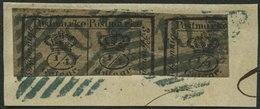 BRAUNSCHWEIG 9a BrfStk, 1857, 3/4 Gr. Schwarz Auf Graubraun, Blauer Nummernstempel 10 (CALVÖRDE), Prachtbriefstück, Sign - Braunschweig