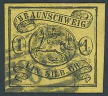 BRAUNSCHWEIG 11A O, 1861, 1 Sgr. Schwarz Auf Lebhaftgraugelb, Nummernstempel 39 (SEESEN), Pracht, Mi. (70.-) - Braunschweig