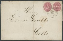 BRAUNSCHWEIG 18 Paar BRIEF, 1867, 1 Gr. Rosa Im Waagerechten Paar (linke Marke Scherentrennung) Auf Brief Von HELMSTEDT  - Braunschweig
