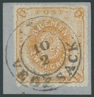 BREMEN 5c BrfStk, 1863, 2 Gr. Dunkelgelblichorange, K2 VEGESACK, Kleiner Durchstichfehler In Der Linken Ecke, Sonst Beso - Bremen