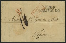 HAMBURG - THURN UND TAXISCHES O.P.A. 1838, TT.R.4 HAMBOURG, L2 Auf Brief Nach Lyon, Rote Unterstrichene 9 Und R3 ALLEMAG - Other & Unclassified
