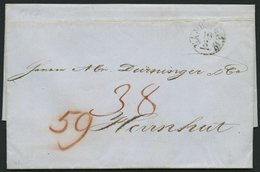HAMBURG-VORPHILA 1847, HAMBURG, K1 Auf Brief Nach Herrenhut, Hohes Porto! (Tax-Vermerk 38 Und 59), Pracht - Préphilatélie