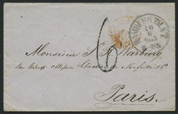 HAMBURG - GRENZÜBERGANGSSTEMPEL 1855, 6, L1 Und K1 HAMBURG TH. & T. Auf Kleinem Brief Nach Paris, Roter Tour-Stempel, Pr - Prefilatelia