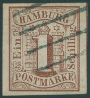 HAMBURG 2 O, 1859, 1 S. Rotbraun, Pracht, Gepr. Jakubek, Mi. 120.- - Hamburg