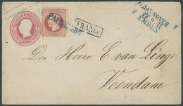HANNOVER 23y BRIEF, 1864, 1 Gr. Lebhaftrotkarmin Als Zusatzfrankatur Auf 1 Gr. Ganzsachenumschlag (U12) Mit Blauem L1 PA - Hanover