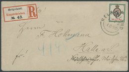 HELGOLAND 20A BRIEF, 1890, 5 M. Blaugrün/lachsrot/schwarz Auf Einschreibbrief Nach Halle, Pracht, Fotoattest Bühler, Mi. - Helgoland