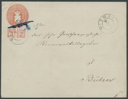 MECKLENBURG SCHWERIN 1 BRIEF, 1856, 2/4 S. Graurot Als Zusatzfrankatur Auf 1 S. Ganzsachenumschlag (U 1b) Mit K2 WISMAR  - Mecklenbourg-Schwerin