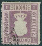 MECKLENBURG-STRELITZ 3 O, 1864, 1 S. Grauviolett, Farbfrisches Prachtstück, RR!, Fotoattest Berger, Mi. (4000.-) - Mecklenburg-Strelitz
