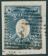 SCHLESWIG-HOLSTEIN 1a BrfStk, 1850, 1 S. Dunkelpreußischblau Mit Roststempel 3 (ALTONA) Auf Briefstück, Allseits Breitra - Schleswig-Holstein