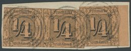 THURN Und TAXIS 1 BrfStk, 1854, 1/4 Sgr. Schwarz Auf Dunkelorange Im Waagerechten Paar Und Einzelmarke Mit Rechtem Rand  - Other & Unclassified