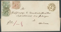 THURN Und TAXIS 13,14 Paar BRIEF, 1861, 1/2 Sgr. Grün Im Senkrechten Paar Und 1/4 Sgr. Rötlichorange Auf Prachtbrief Von - Autres & Non Classés