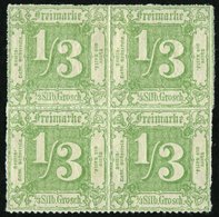 THURN Und TAXIS 36 VB *, **, 1865, 1/3 Gr. Dunkelgelbgrün Im Viererblock, Falzreste, 2 Werte Postfrisch, Pracht - Sonstige & Ohne Zuordnung