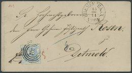 THURN Und TAXIS 39 BRIEF, 1865, 2 Sgr. Hellblau Mit Nummernstempel 201 (BREMEN TuT) Auf Brief Nach Detmold, Pracht - Other & Unclassified