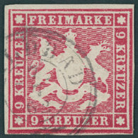 WÜRTTEMBERG 14a O, 1859, 9 Kr. Lilarot, Pracht, Mi. 100.- - Other & Unclassified