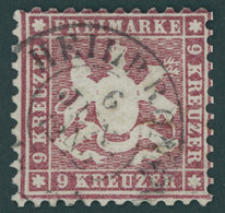 WÜRTTEMBERG 24 O, 1862, 9 Kr. Lilarot, K2 HEILBRONN, Pracht, Gepr. Thoma, Mi. 900.- - Other & Unclassified