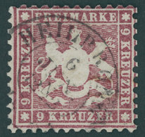 WÜRTTEMBERG 24 O, 1862, 9 Kr. Lilarot, K2 HEILBRONN, Pracht, Gepr. Thoma, Mi. 900.- - Altri & Non Classificati