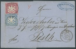 WÜRTTEMBERG 26a,27a BRIEF, 1865, 3 Kr. Karmin Und 6 Kr. Blau Auf Brief (mit Inhalt) Von GMÜND Nach Pesth, Pracht - Sonstige & Ohne Zuordnung