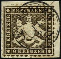 WÜRTTEMBERG 28d BrfStk, 1863, 9 Kr. Schwarzbraun, K3 NEUENBURG, üblich Gezähnt, Prachtbriefstück, Signiert, Mi. 220.- - Andere & Zonder Classificatie