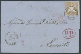 WÜRTTEMBERG 33b BRIEF, 1867, 9 Kr. Fahlbraun Auf PD-Brief Von STUTTGART Nach Marseille, Pracht - Sonstige & Ohne Zuordnung