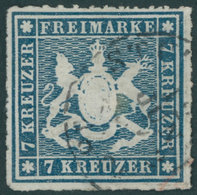 WÜRTTEMBERG 35a O, 1868, 7 Kr. Blau, Pracht, Mi. 160.- - Autres & Non Classés
