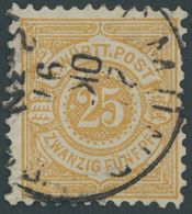 WÜRTTEMBERG 57b O, 1890, 25 Pf. Hellgelborange, Pracht, Kurzbefund Klinkhammer, Mi. 200.- - Other & Unclassified